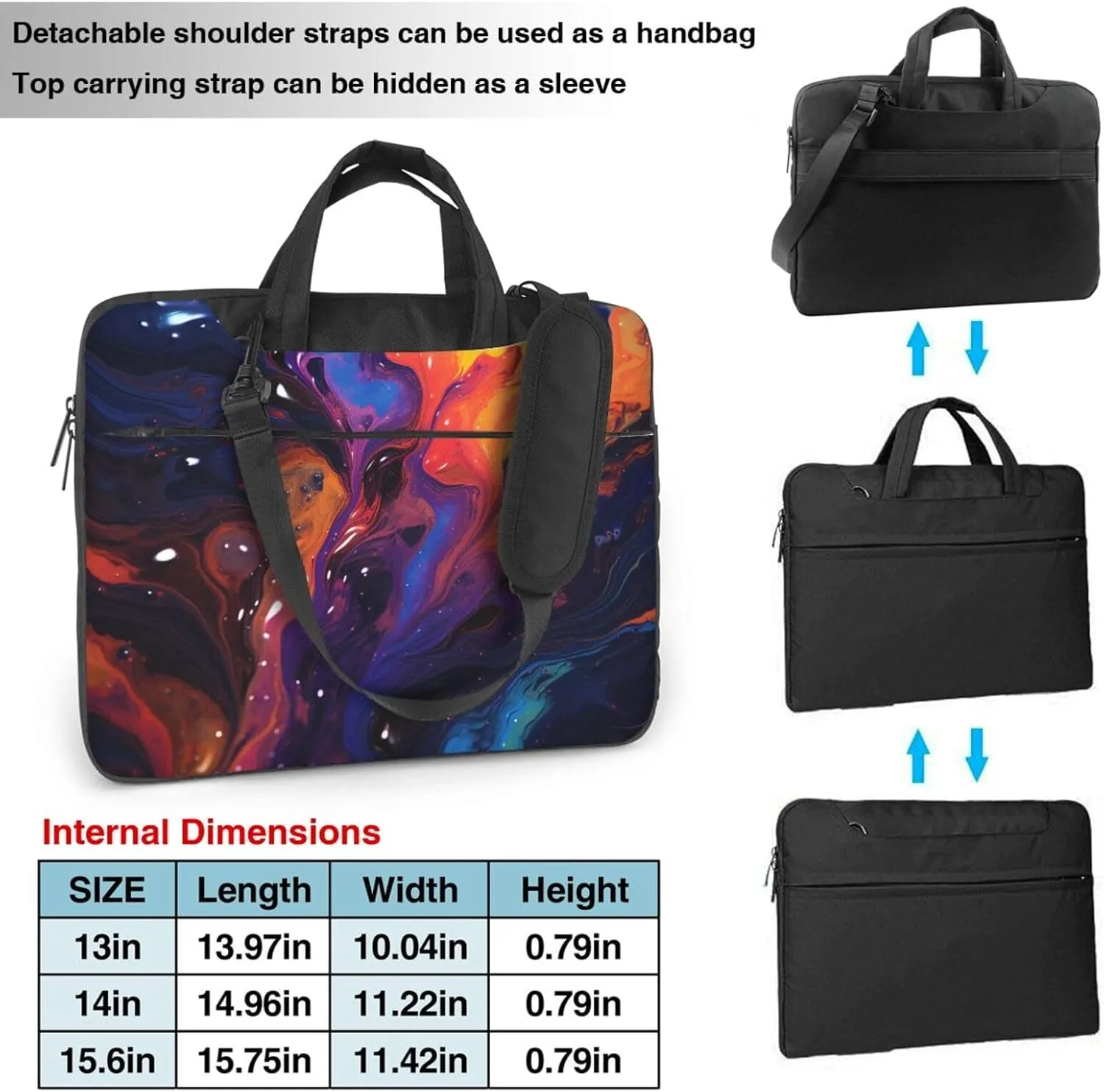 Laptop Shoulder Bag Messenger Bag Abstract texture fluid Laptop Bag Computer Bag for Men Women