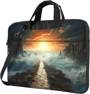 Laptop Shoulder Bag Messenger Bag Divided Sea Pathway Laptop Bag Computer Bag for Men Women