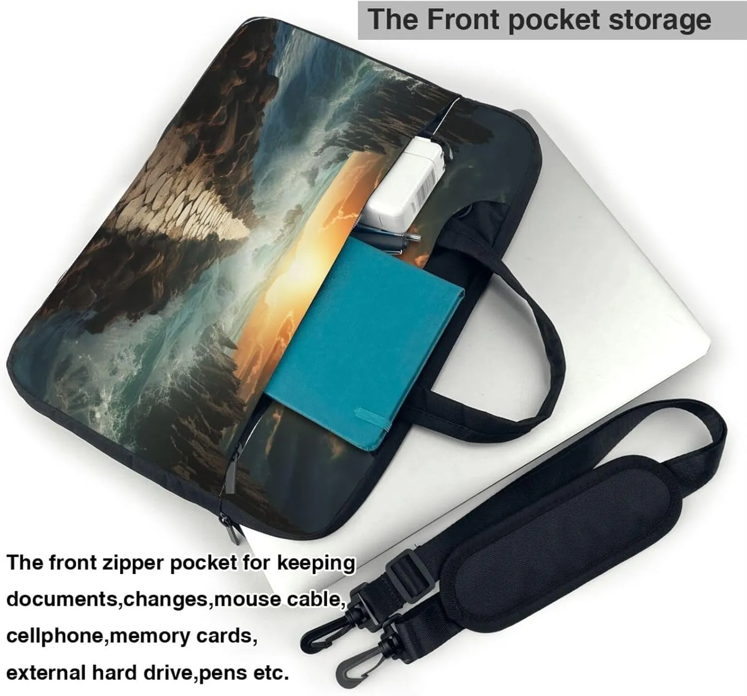 Laptop Shoulder Bag Messenger Bag Divided Sea Pathway Laptop Bag Computer Bag for Men Women