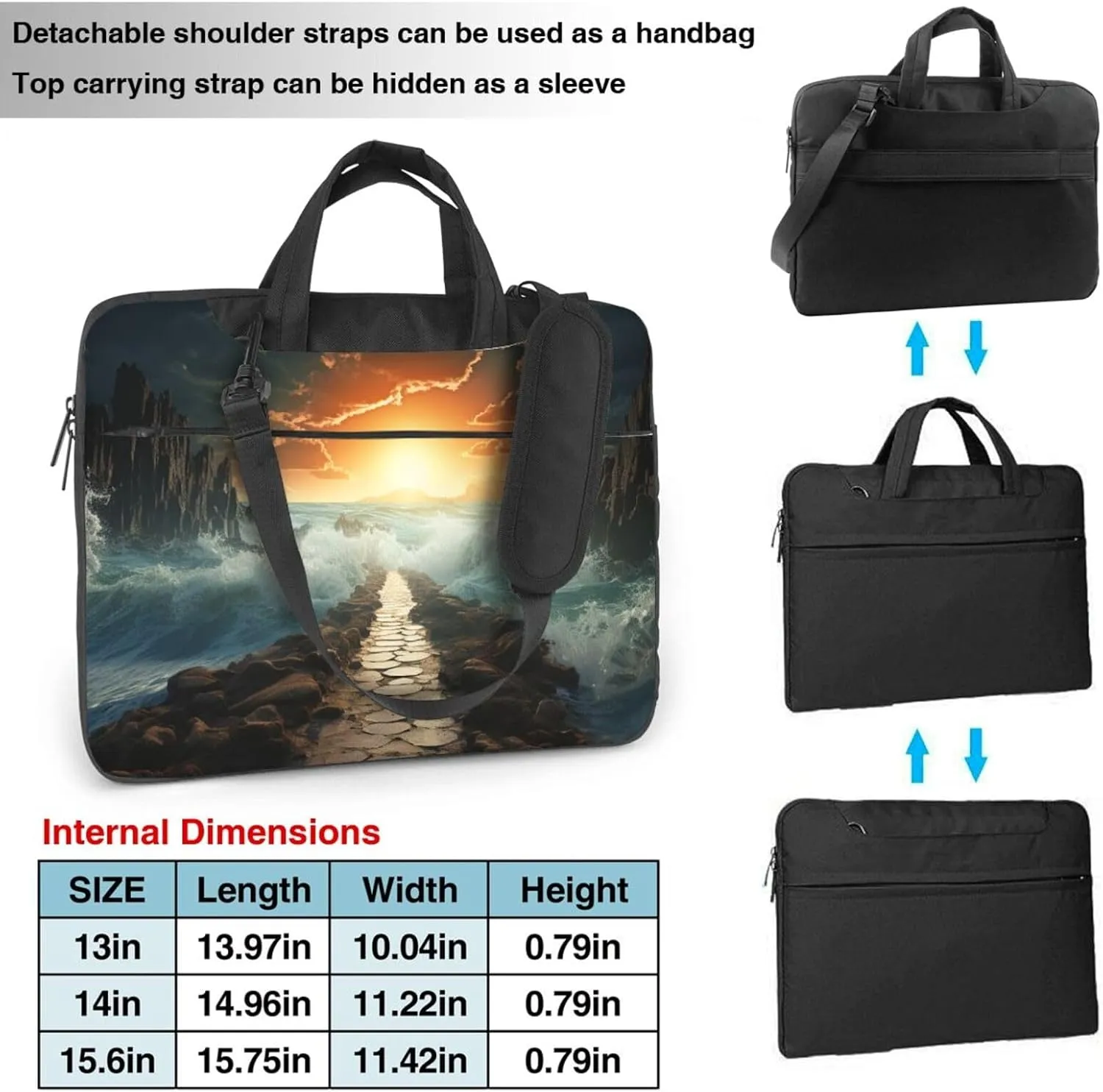Laptop Shoulder Bag Messenger Bag Divided Sea Pathway Laptop Bag Computer Bag for Men Women
