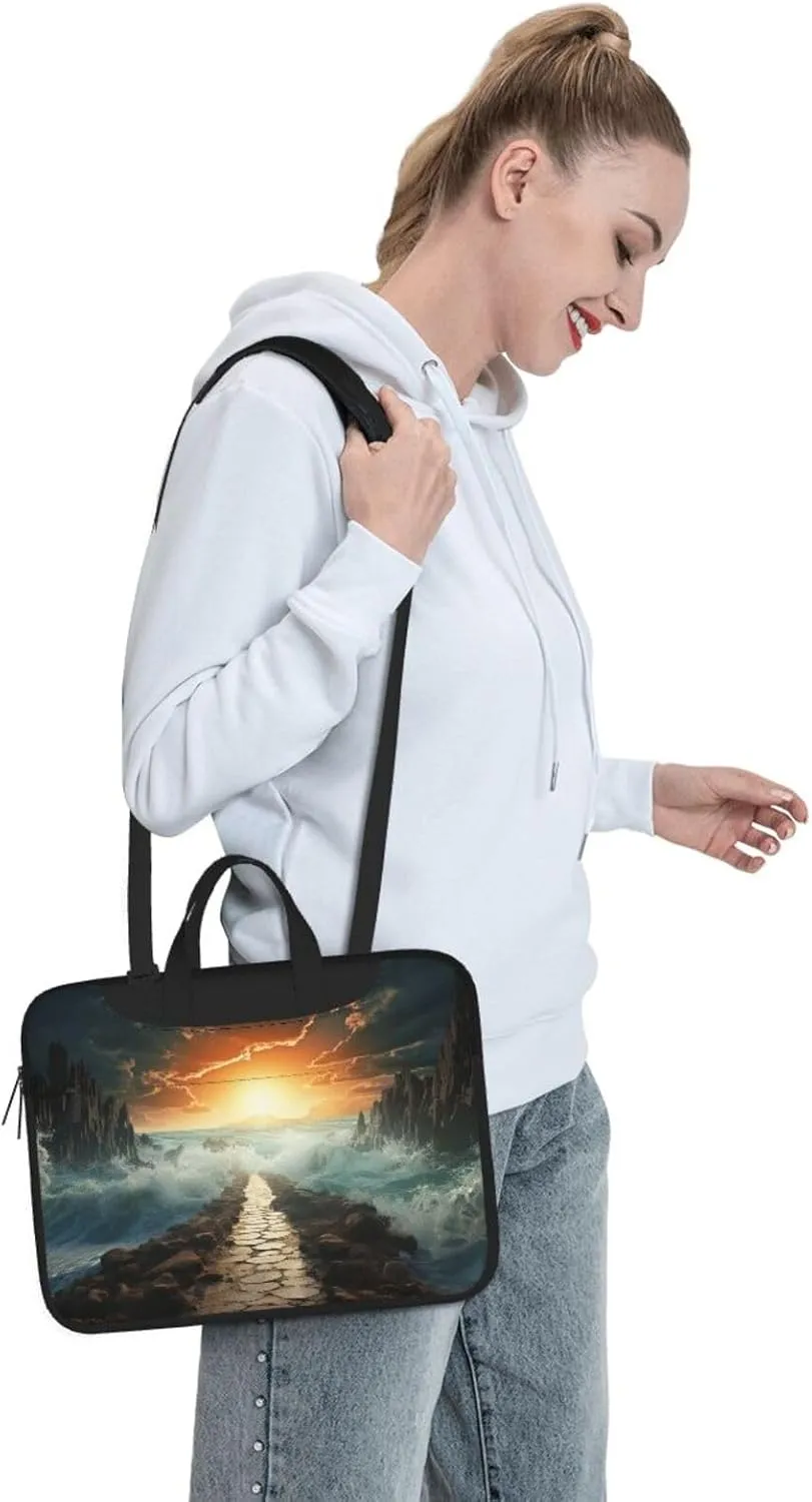 Laptop Shoulder Bag Messenger Bag Divided Sea Pathway Laptop Bag Computer Bag for Men Women