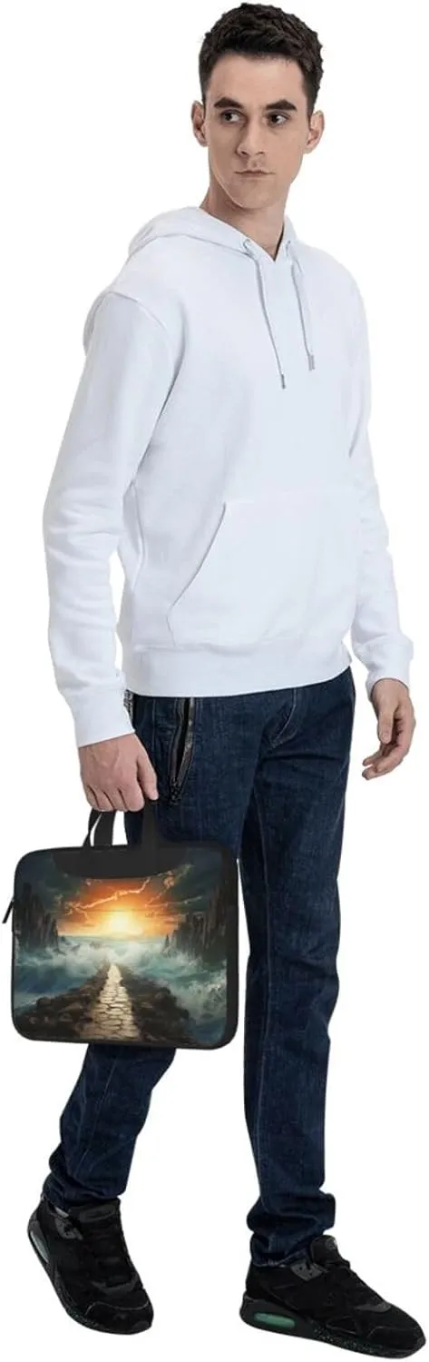 Laptop Shoulder Bag Messenger Bag Divided Sea Pathway Laptop Bag Computer Bag for Men Women