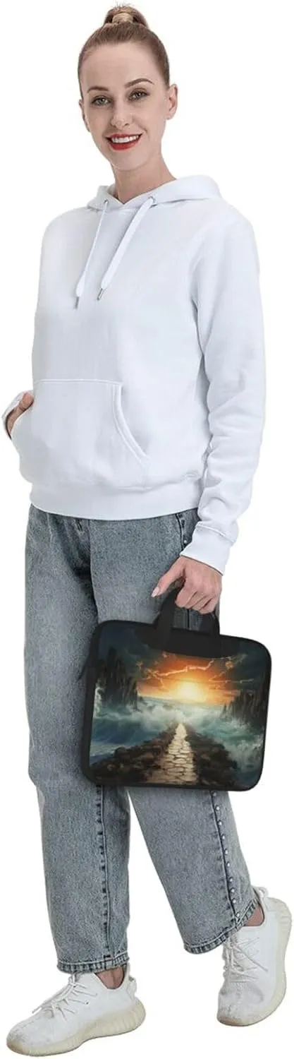 Laptop Shoulder Bag Messenger Bag Divided Sea Pathway Laptop Bag Computer Bag for Men Women