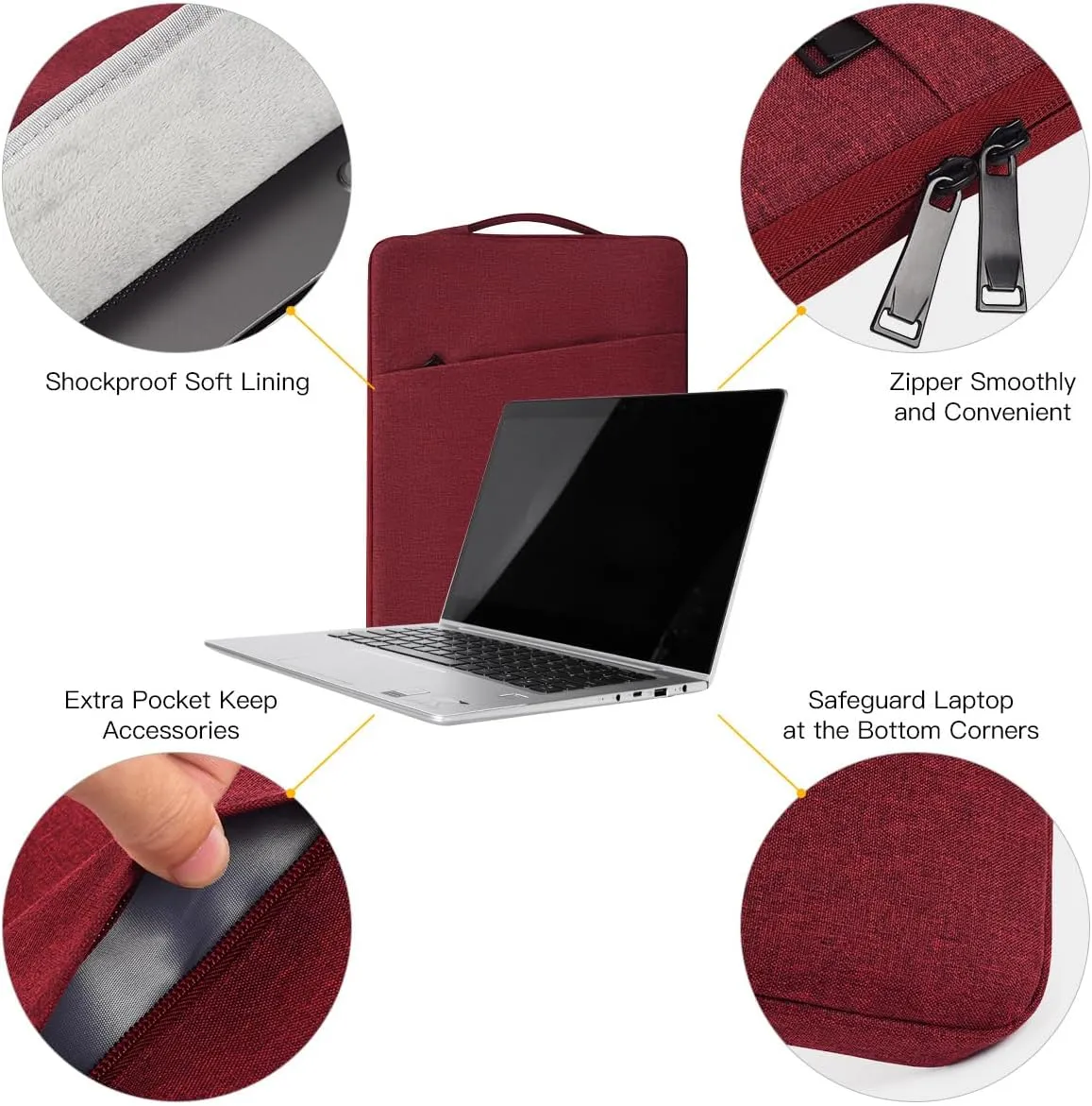 Laptop Sleeve 17 17.3 Inch for HP Pavilion 17/ Envy 17/ Dell Inspiron XPS/Lenovo IdeaPad ThinkPad/LG Gram/MSI/ASUS ACR Notebook/Razer Blade Pro 17 Computer Bag, Wine Red