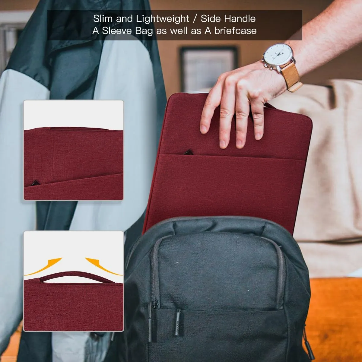 Laptop Sleeve 17 17.3 Inch for HP Pavilion 17/ Envy 17/ Dell Inspiron XPS/Lenovo IdeaPad ThinkPad/LG Gram/MSI/ASUS ACR Notebook/Razer Blade Pro 17 Computer Bag, Wine Red