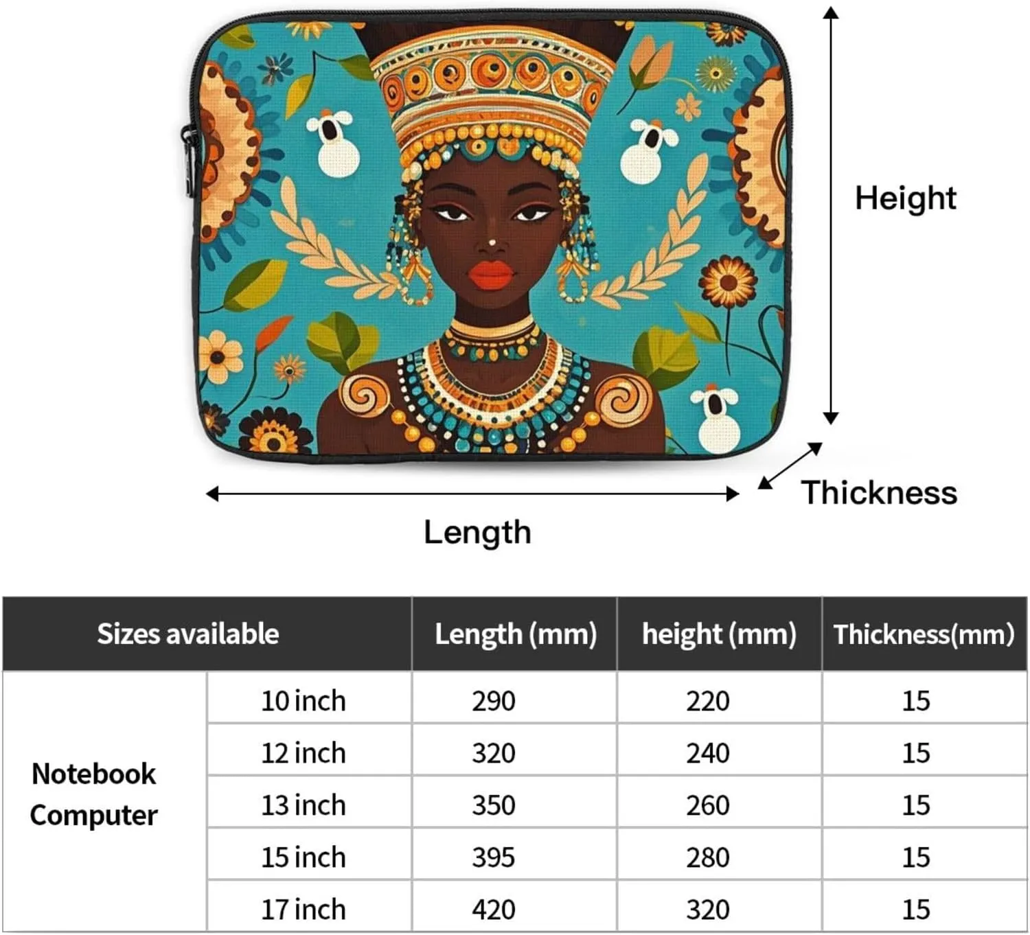 Laptop Sleeve Case 13 inch Shockproof Protective Notebook Case Creative African Culture Laptop Bag Traveling Computer Cover