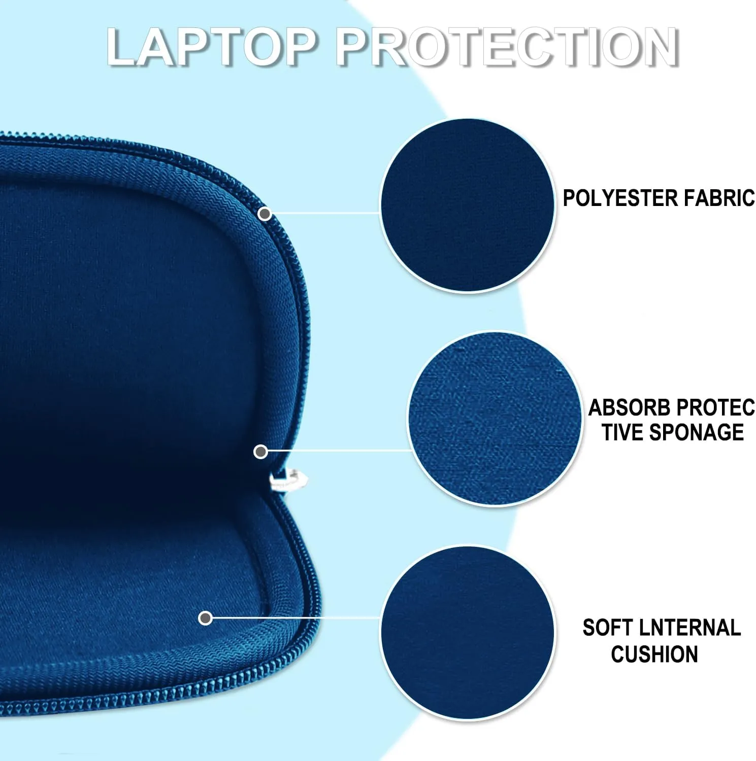 Laptop Sleeve Case 14 inch, Shockproof Protective Laptop Cover Briefcase Carrying Computer Bag with Accessory Pocket Portable Computer Sleeve for 14" MacBook, HP, Dell, Lenovo, Acer, Blue