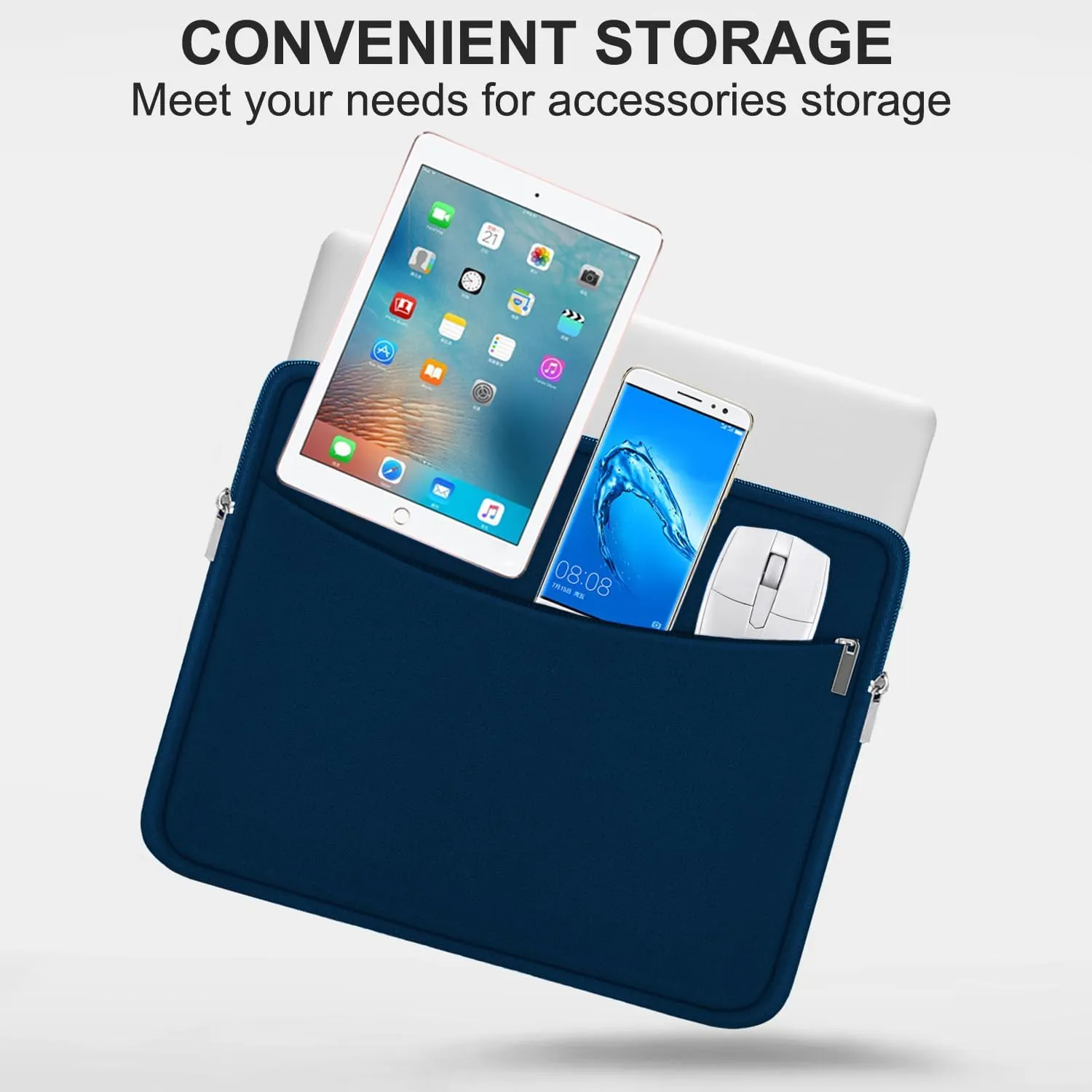 Laptop Sleeve Case 14 inch, Shockproof Protective Laptop Cover Briefcase Carrying Computer Bag with Accessory Pocket Portable Computer Sleeve for 14" MacBook, HP, Dell, Lenovo, Acer, Blue