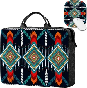 Laptop Sleeve Case 15 inch Plus Cute Mousepad, Geometric Bohemian Artesian Slim Carrying Case Durable Handbag Protective Travel Laptop Bag for 13-15 inch Tablet,Laptop, Ultrabook Notebook