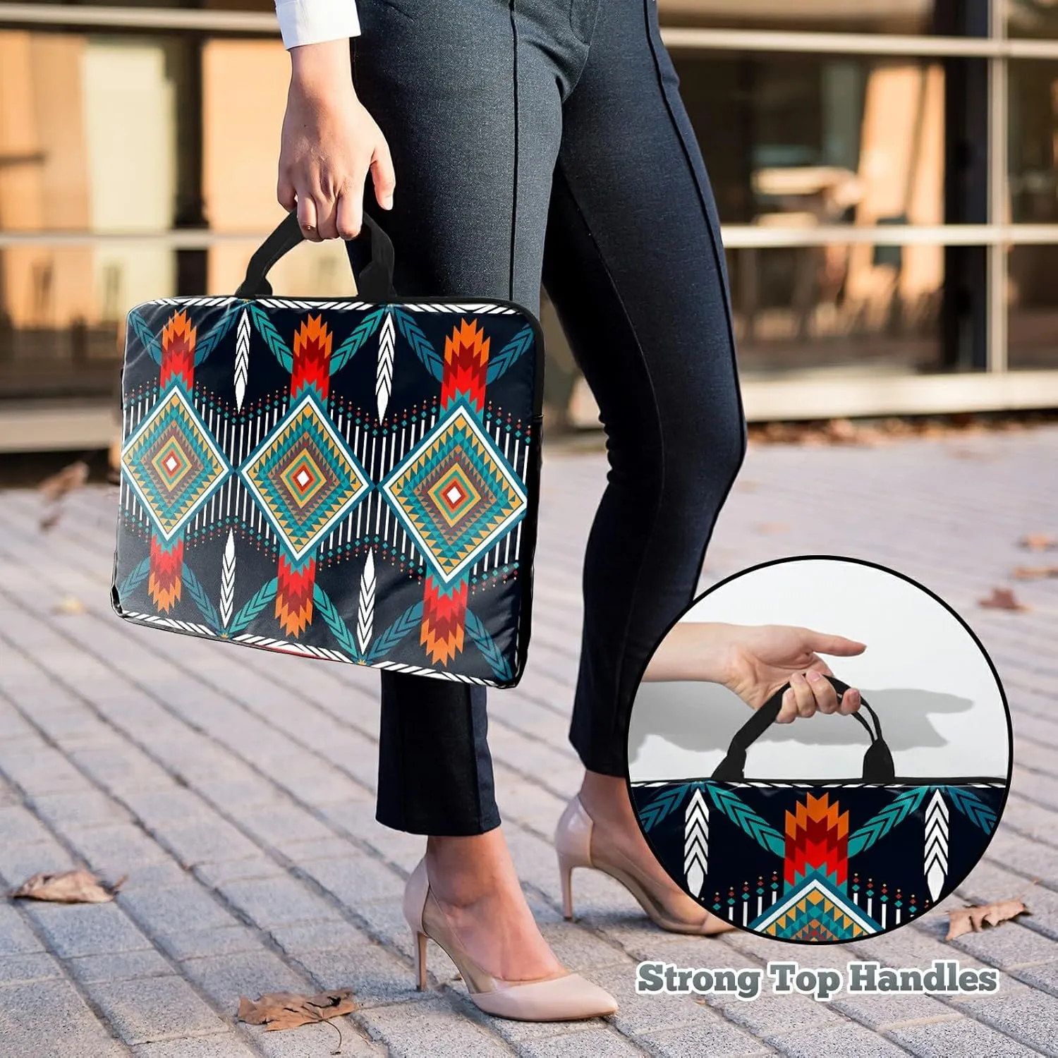 Laptop Sleeve Case 15 inch Plus Cute Mousepad, Geometric Bohemian Artesian Slim Carrying Case Durable Handbag Protective Travel Laptop Bag for 13-15 inch Tablet,Laptop, Ultrabook Notebook