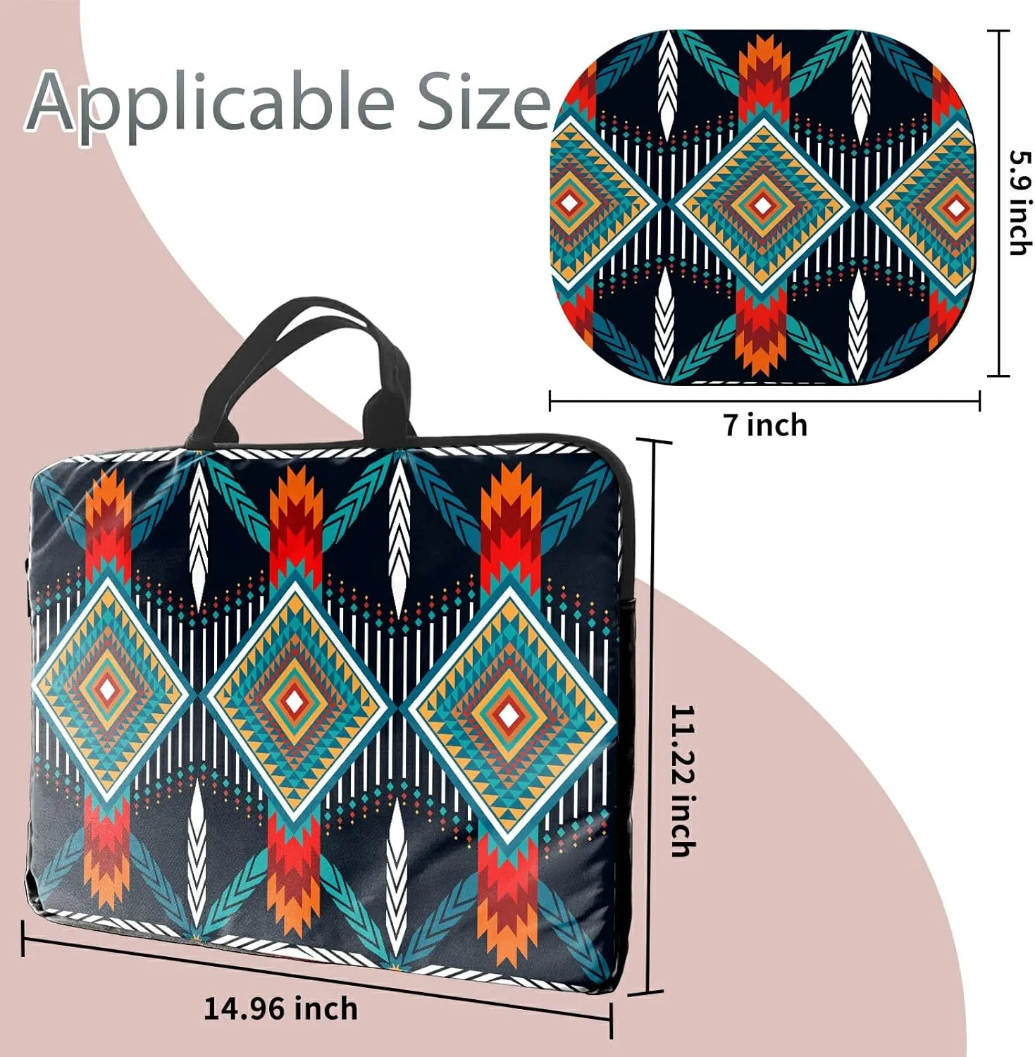 Laptop Sleeve Case 15 inch Plus Cute Mousepad, Geometric Bohemian Artesian Slim Carrying Case Durable Handbag Protective Travel Laptop Bag for 13-15 inch Tablet,Laptop, Ultrabook Notebook
