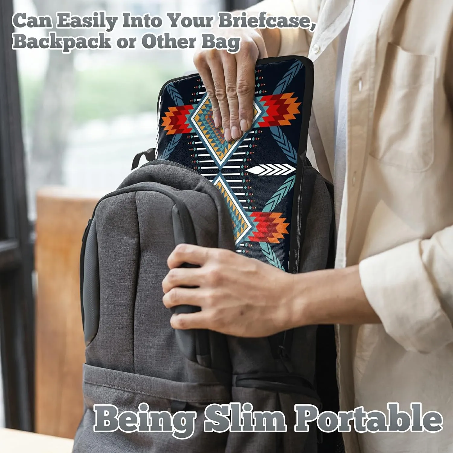 Laptop Sleeve Case 15 inch Plus Cute Mousepad, Geometric Bohemian Artesian Slim Carrying Case Durable Handbag Protective Travel Laptop Bag for 13-15 inch Tablet,Laptop, Ultrabook Notebook