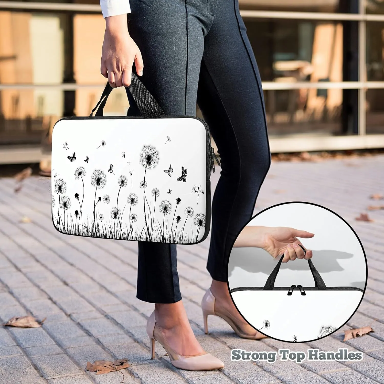 Laptop Sleeve Case Bag 13 inch, Dandelion and Butterfly Slim Carrying Case Durable Handbag Travel Laptop Bag for 13 inch MacBook Air M3/M2/Pro M2/ 13" iPad Pro/Air M4/M2 2024