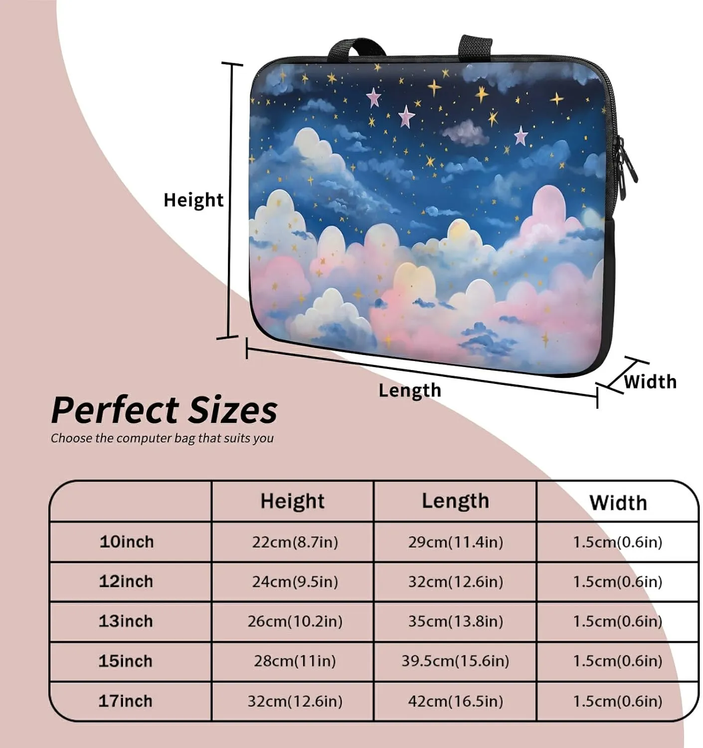 Laptop Sleeve Case Bag 13 inch, Pink Nebula Slim Carrying Case Durable Handbag Travel Laptop Bag for 13 inch MacBook Air M3/M2/Pro M2/ 13" iPad Pro/Air M4/M2 2024