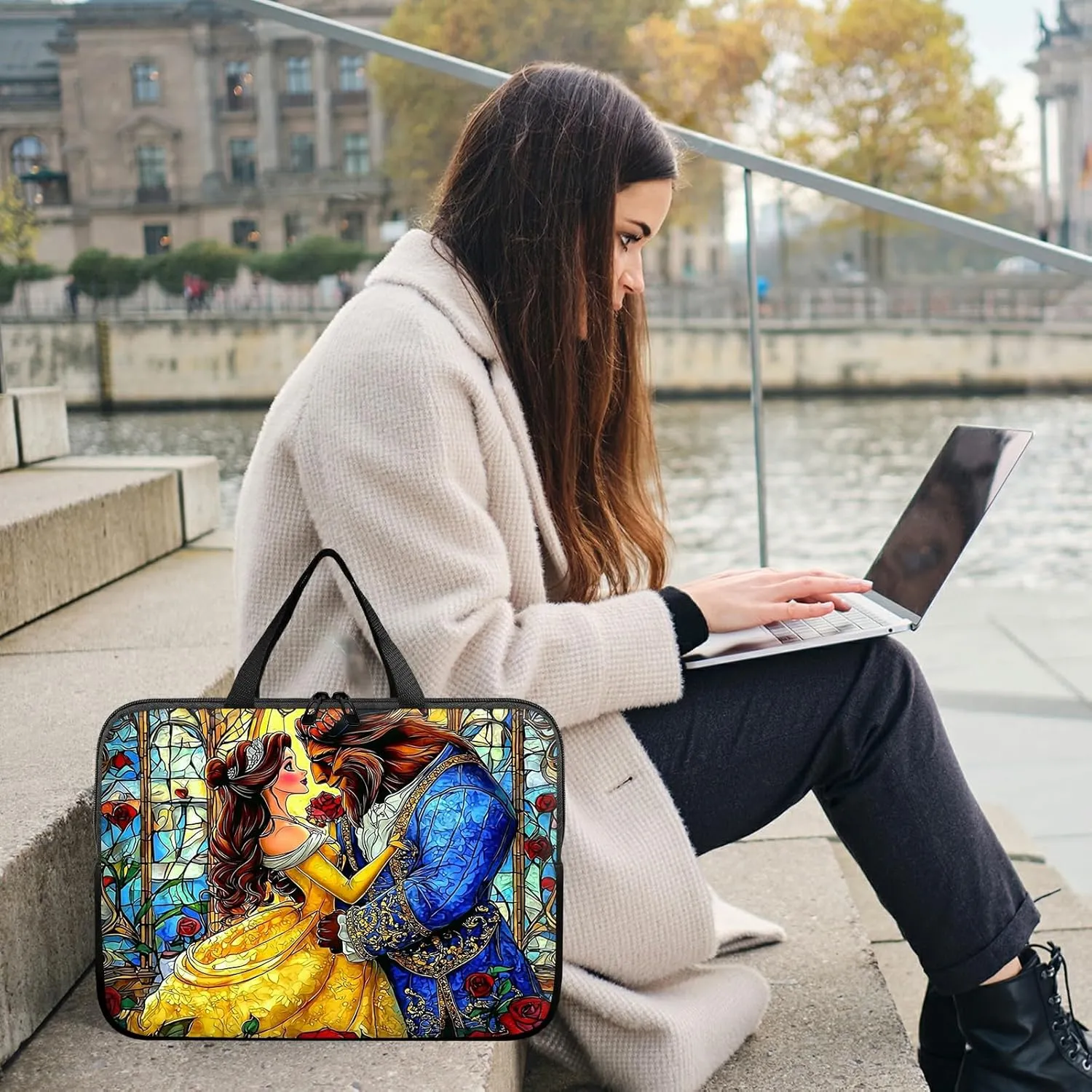 Laptop Sleeve Case Bag 15 inch, Beast and Princess Slim Carrying Case Durable Handbag Travel Laptop Bag for 15 inch MacBook Air M3/M2/15 Pro/Surface Laptop 7/6/5/4/3/ Dell XPS 15 Plus