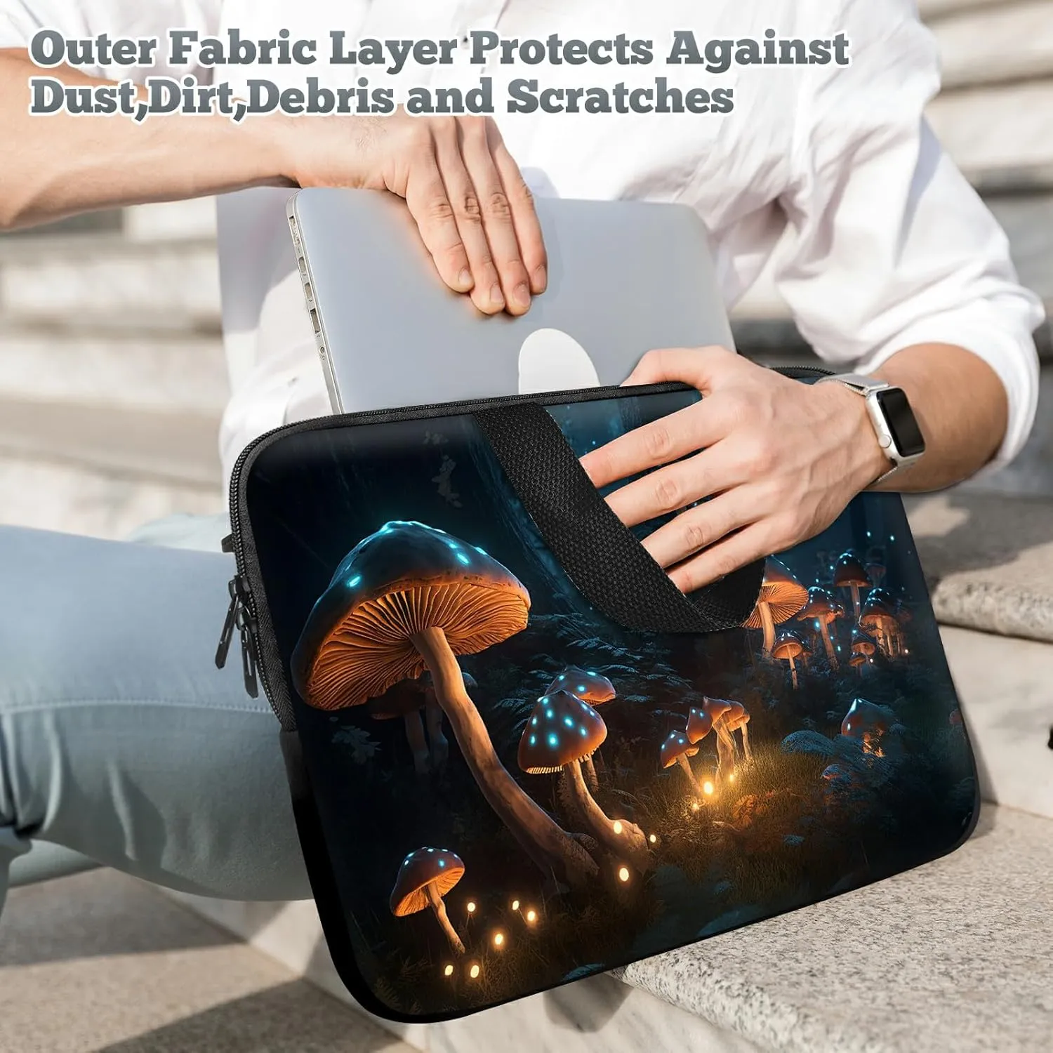 Laptop Sleeve Case Bag 15 inch, Mysterious Mushroom Slim Carrying Case Durable Handbag Travel Laptop Bag for 15 inch MacBook Air M3/M2/15 Pro/Surface Laptop 7/6/5/4/3/ Dell XPS 15 Plus