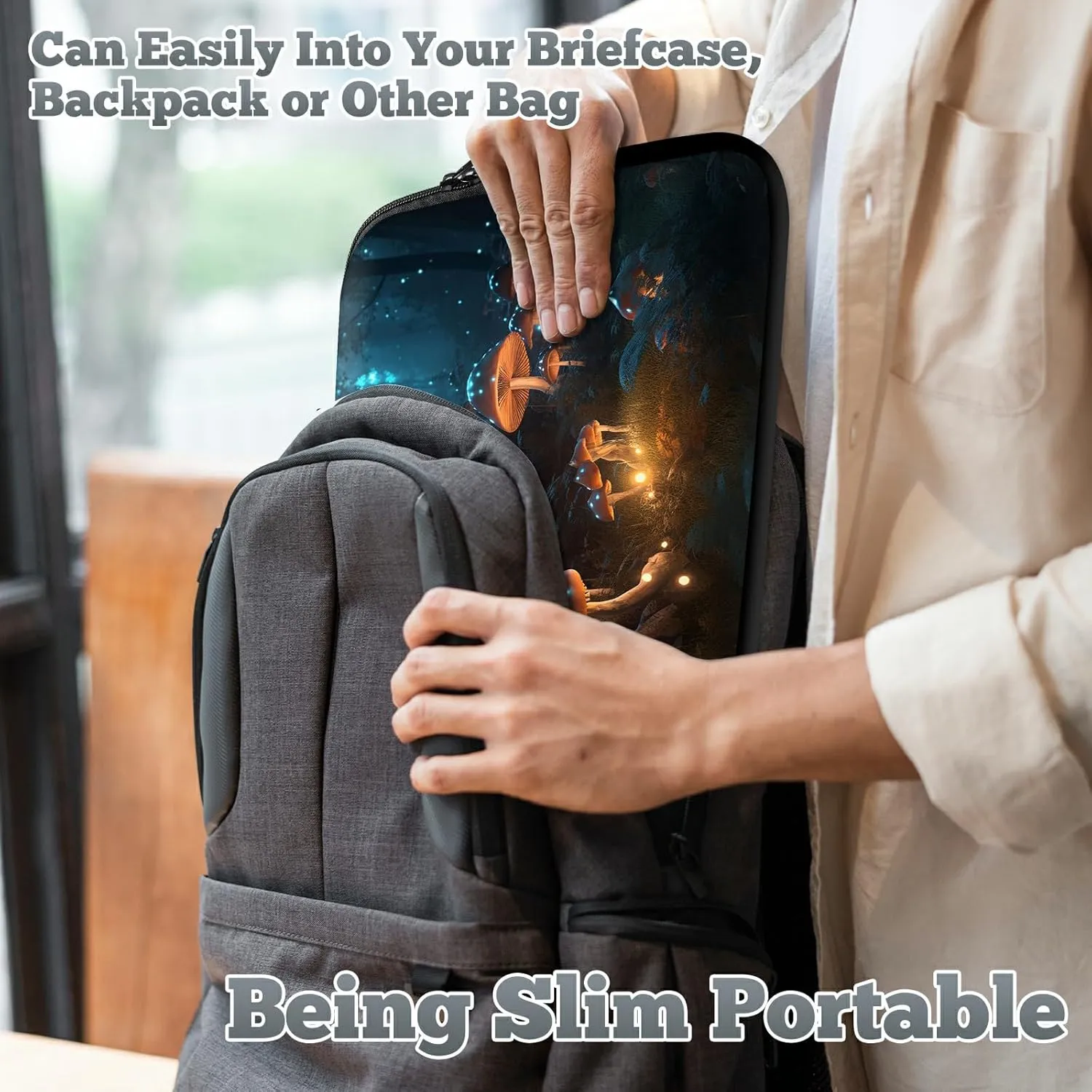 Laptop Sleeve Case Bag 15 inch, Mysterious Mushroom Slim Carrying Case Durable Handbag Travel Laptop Bag for 15 inch MacBook Air M3/M2/15 Pro/Surface Laptop 7/6/5/4/3/ Dell XPS 15 Plus