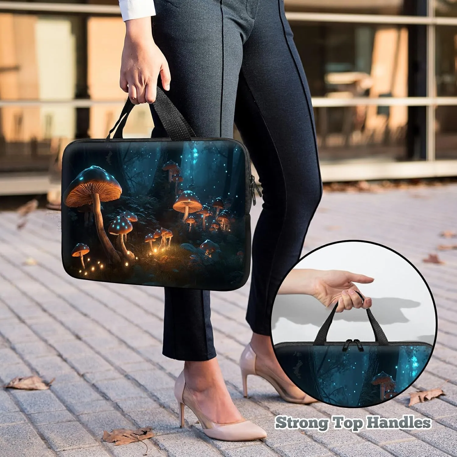 Laptop Sleeve Case Bag 15 inch, Mysterious Mushroom Slim Carrying Case Durable Handbag Travel Laptop Bag for 15 inch MacBook Air M3/M2/15 Pro/Surface Laptop 7/6/5/4/3/ Dell XPS 15 Plus