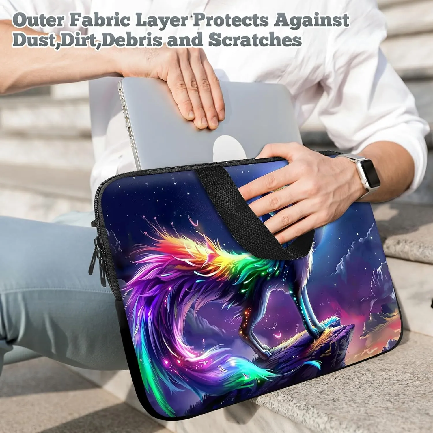 Laptop Sleeve Case Bag 15 inch, Mythical Fox Slim Carrying Case Durable Handbag Travel Laptop Bag for 15 inch MacBook Air M3/M2/15 Pro/Surface Laptop 7/6/5/4/3/ Dell XPS 15 Plus