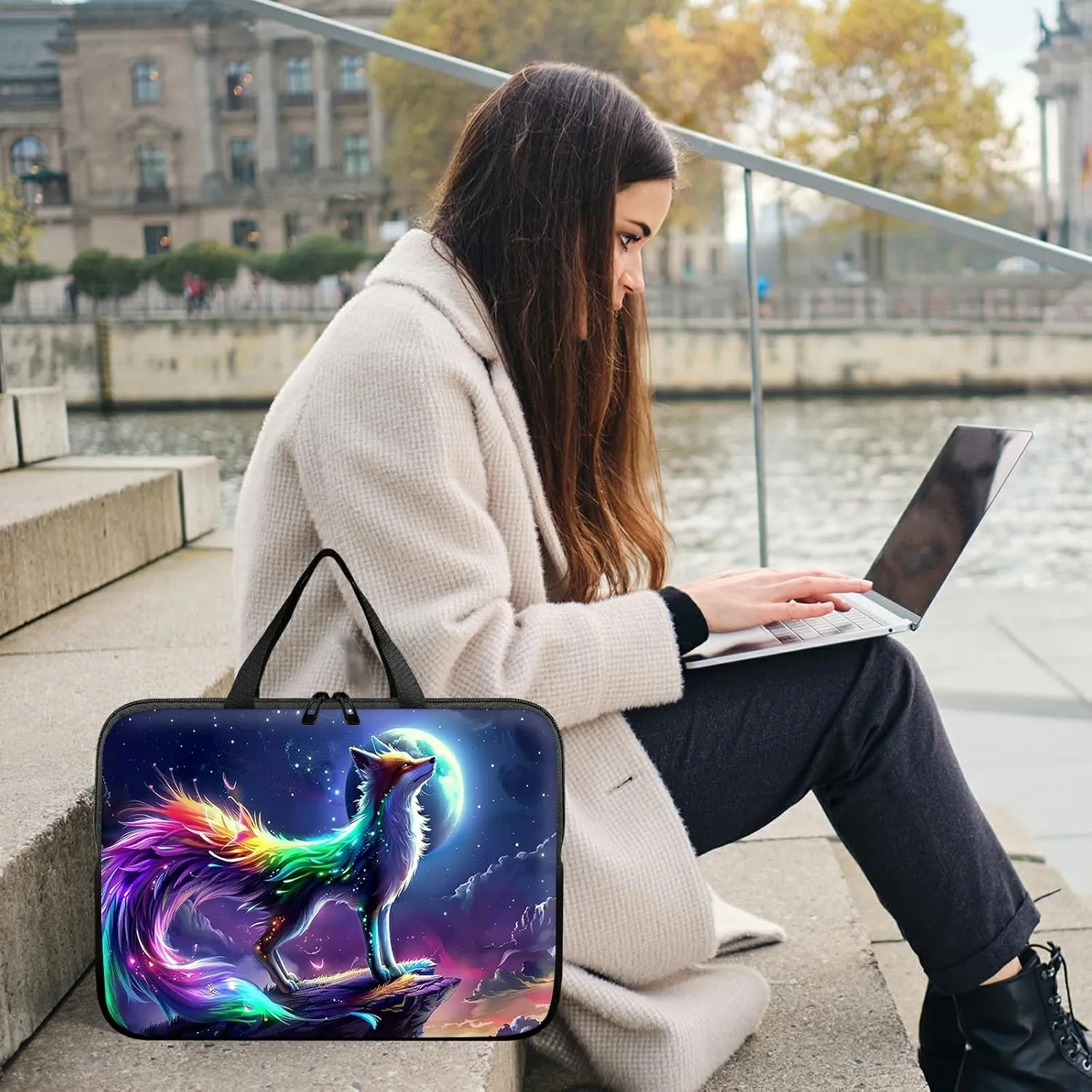 Laptop Sleeve Case Bag 15 inch, Mythical Fox Slim Carrying Case Durable Handbag Travel Laptop Bag for 15 inch MacBook Air M3/M2/15 Pro/Surface Laptop 7/6/5/4/3/ Dell XPS 15 Plus