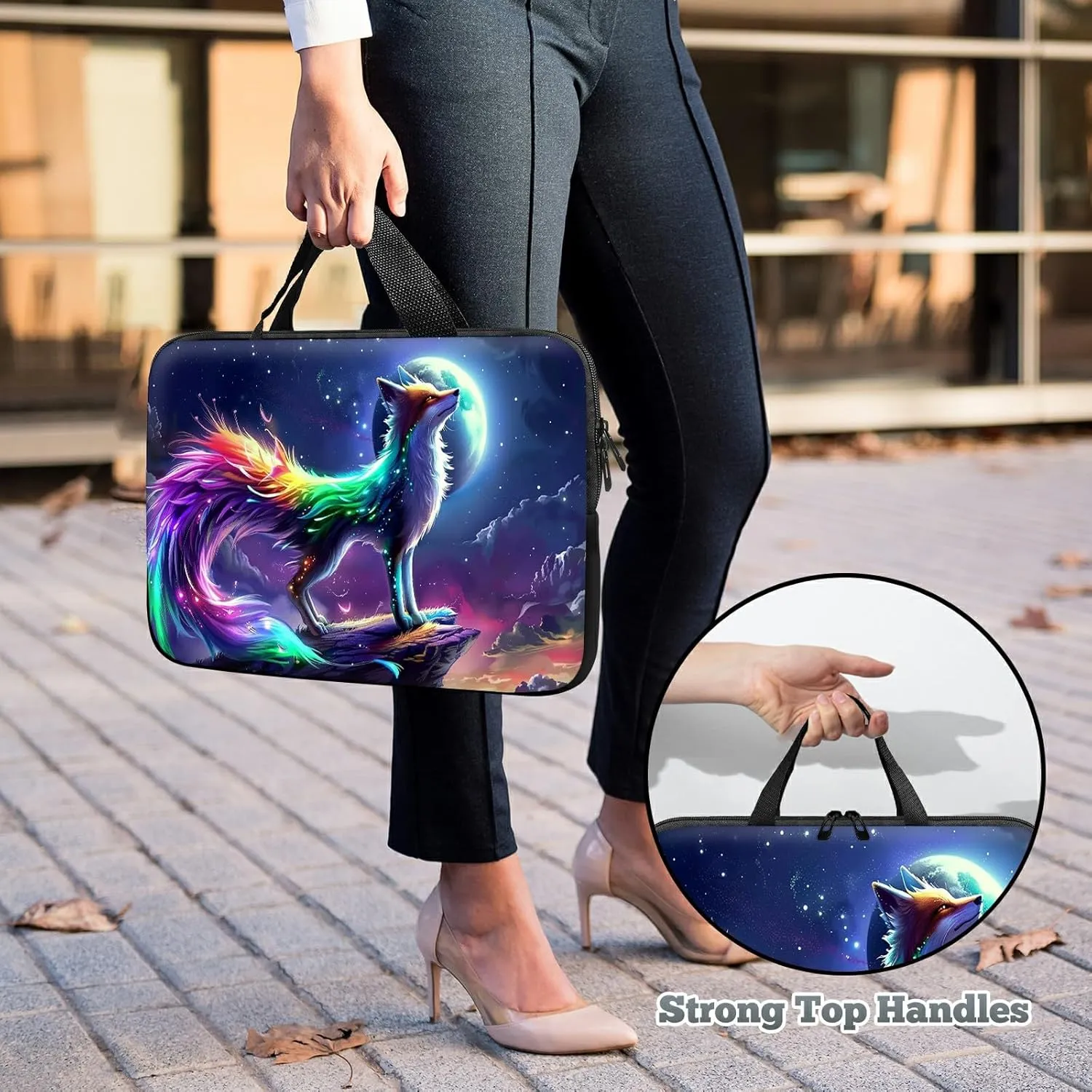 Laptop Sleeve Case Bag 15 inch, Mythical Fox Slim Carrying Case Durable Handbag Travel Laptop Bag for 15 inch MacBook Air M3/M2/15 Pro/Surface Laptop 7/6/5/4/3/ Dell XPS 15 Plus