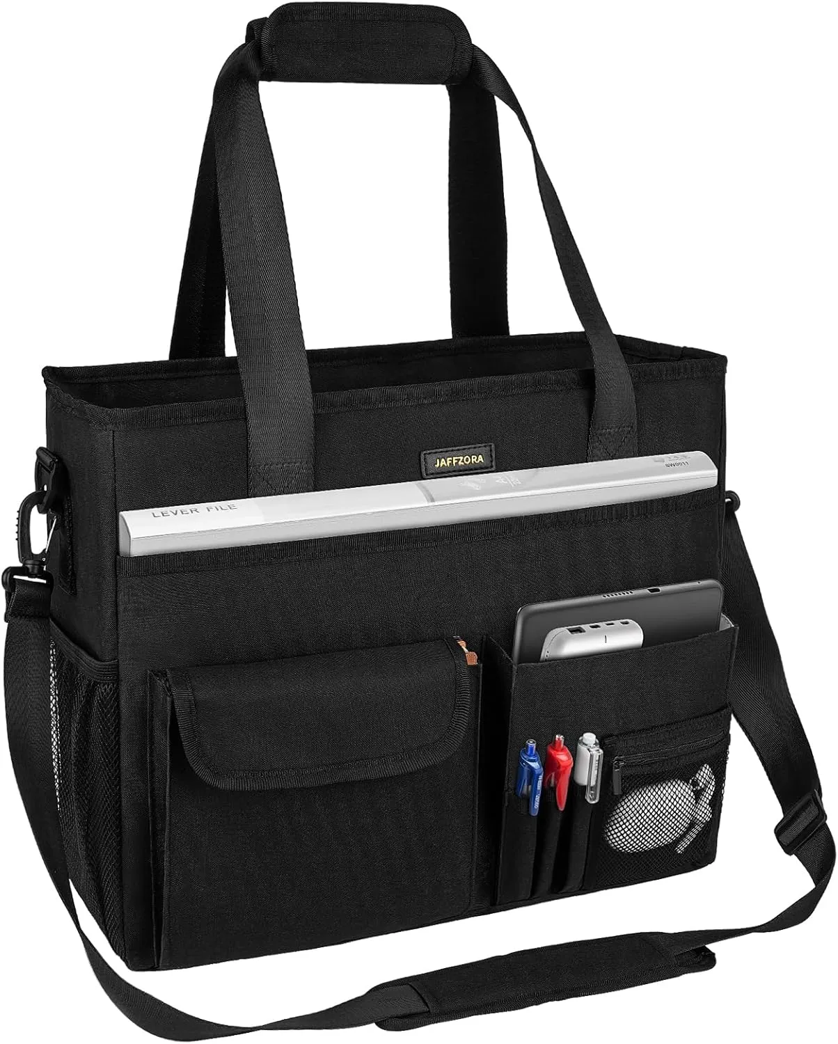Laptop Tote Bag for Women, Large Computer Messenger Teacher Work Bag with 15.6Inch Laptop Sleeve, Business Office Nurse Purse, Black