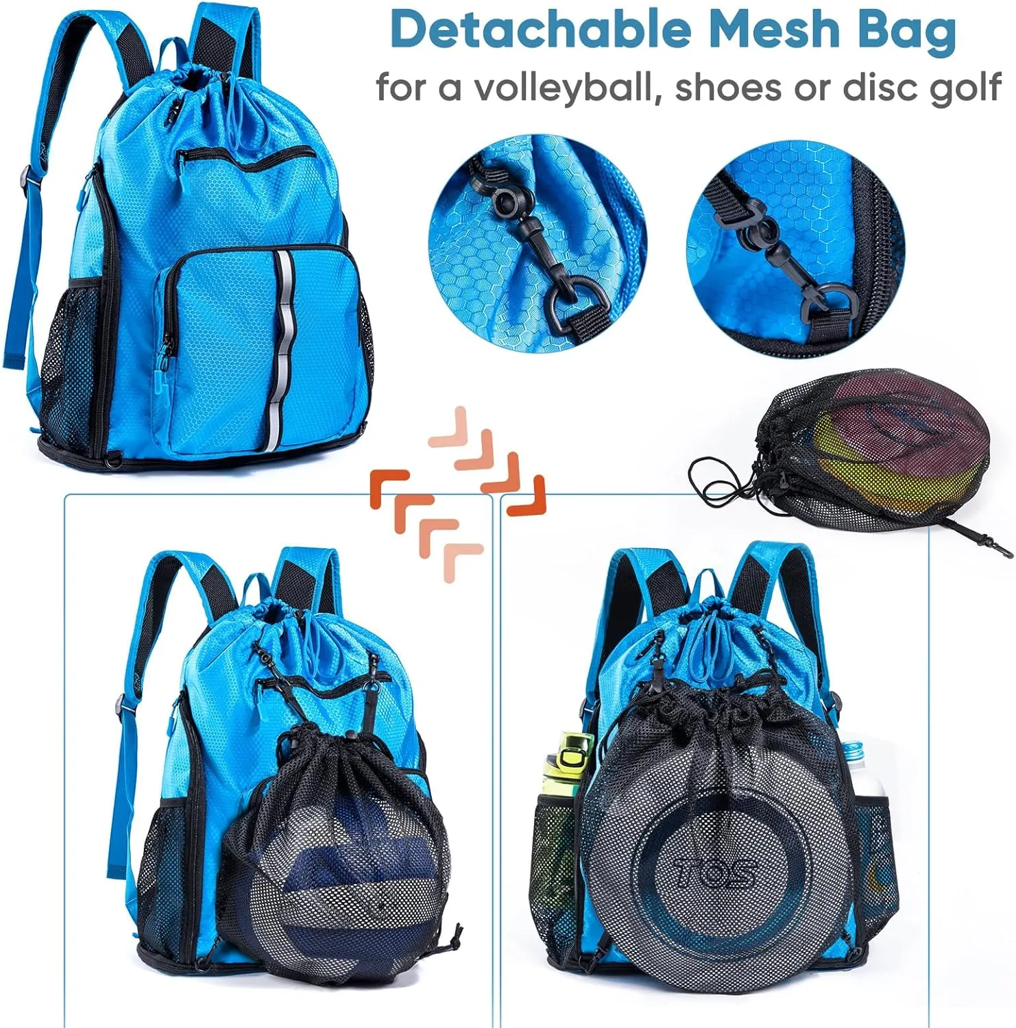 Large Beach Backpack Waterproof Sandproof - Customized Oversized Drawstring Pool Bag with Shoe Compartment for Toiletries, Towels, Gym, Travel