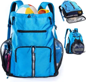 Large Beach Backpack Waterproof Sandproof - Customized Oversized Drawstring Pool Bag with Shoe Compartment for Toiletries, Towels, Gym, Travel
