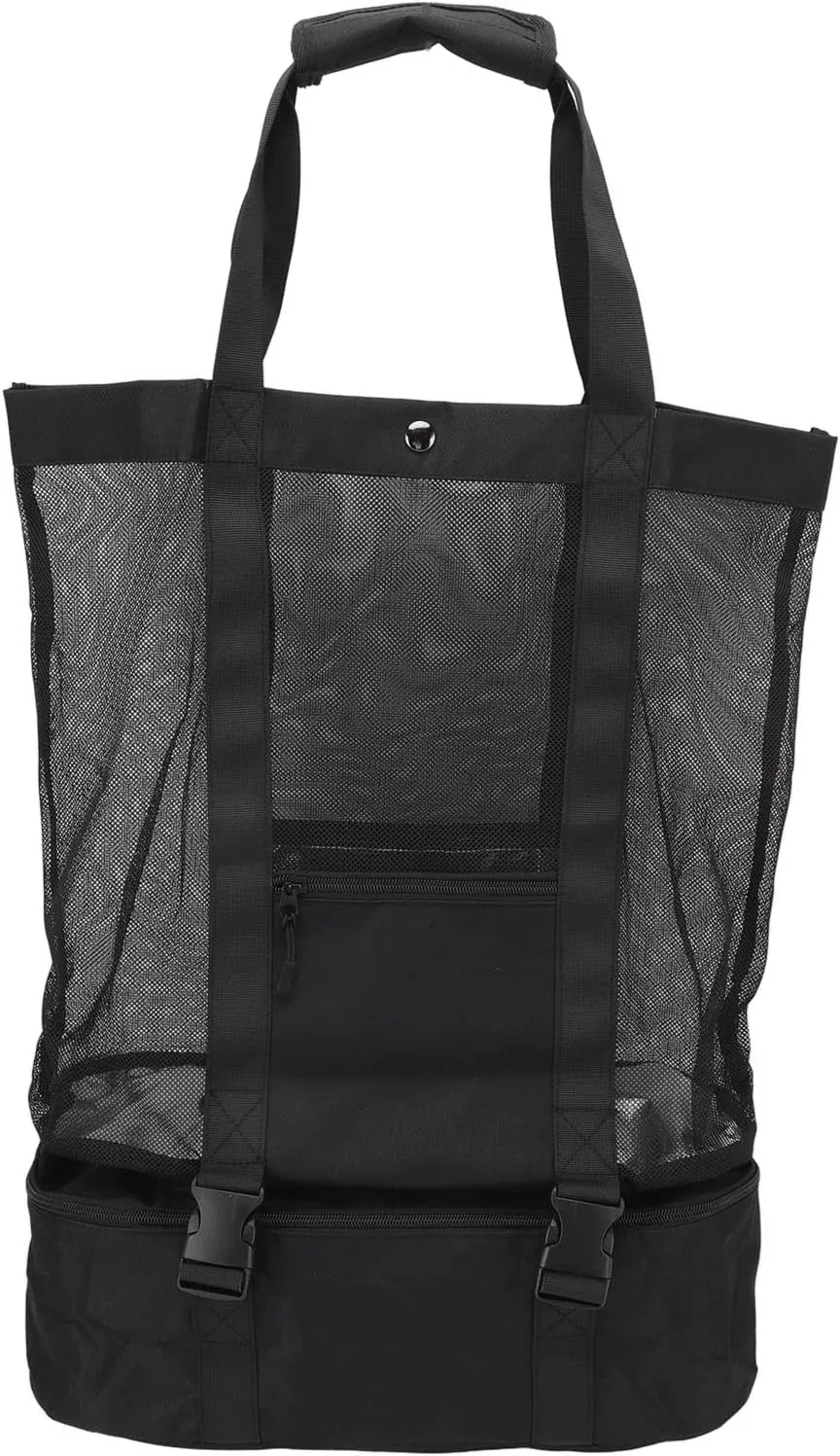 Large Beach Bag with Removable Storage, Ideal for Picnics, Camping, Outings, Made of sturdy Mesh and Cotton, Black