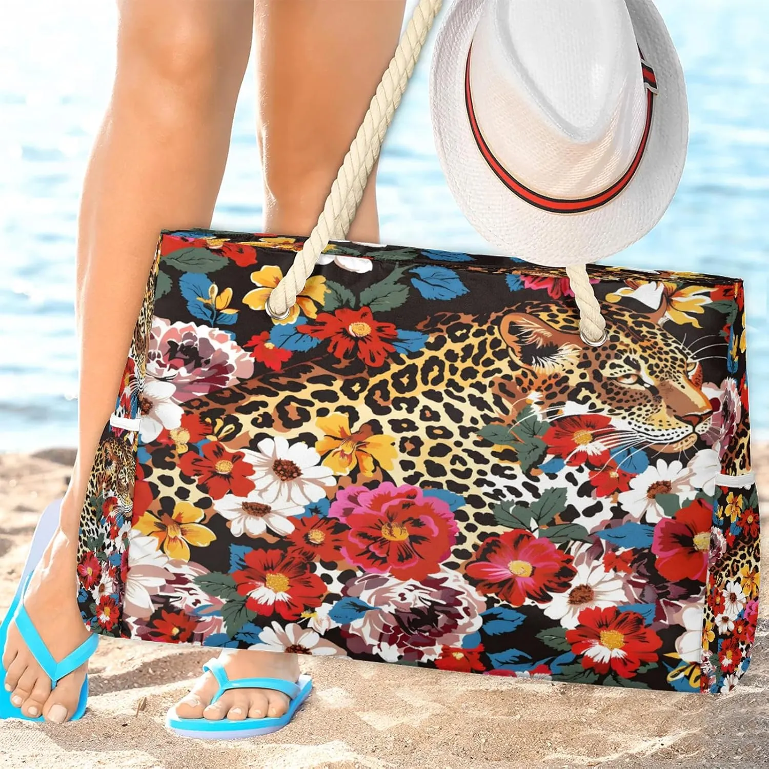 Large Beach Bags for Women with Zipper Beach Tote Bag Waterproof Sandproof Gym Swim Pool Grocery Travel Bag
