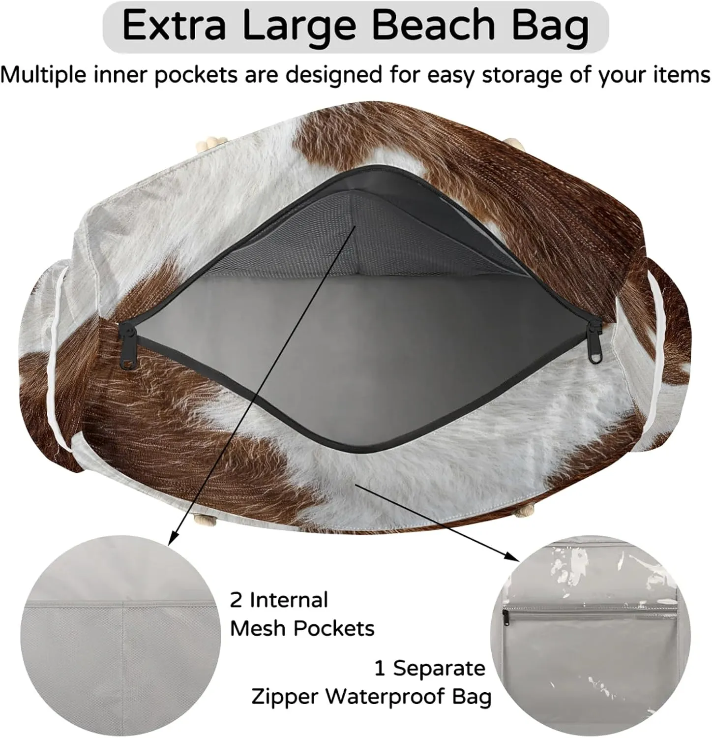 Large Beach Bags for Women with Zipper Beach Tote Bag Waterproof Sandproof Gym Swim Pool Grocery Travel Bag
