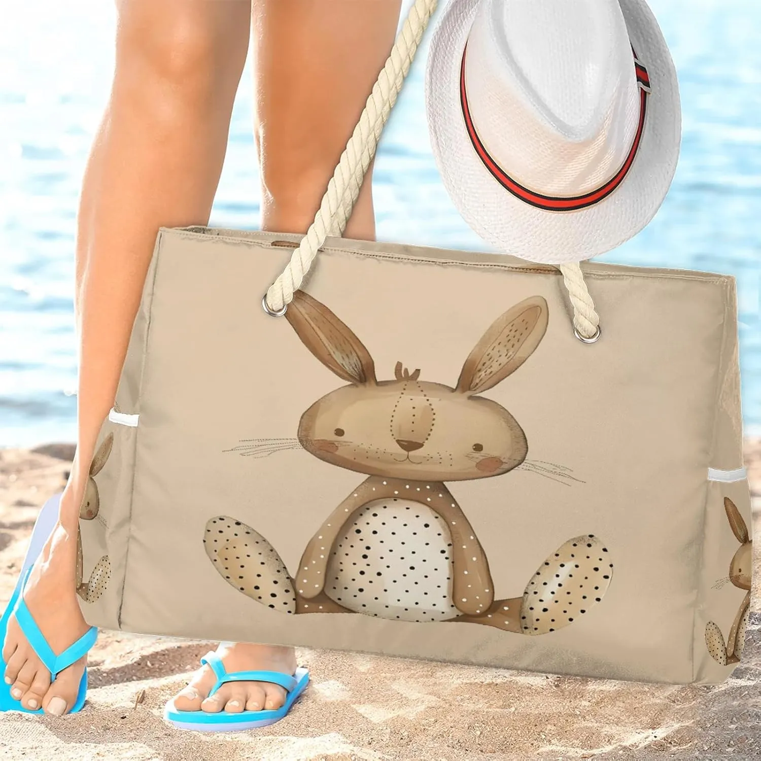 Large Beach Bags for Women with Zipper Beach Tote Bag Waterproof Sandproof Gym Swim Pool Grocery Travel Bag