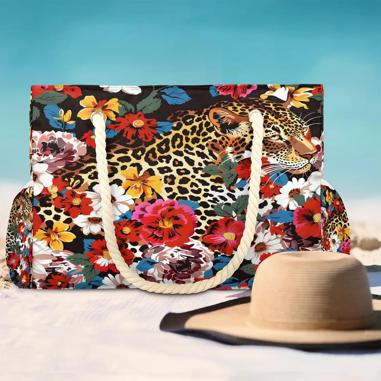 Large Beach Bags for Women with Zipper Beach Tote Bag Waterproof Sandproof Gym Swim Pool Grocery Travel Bag