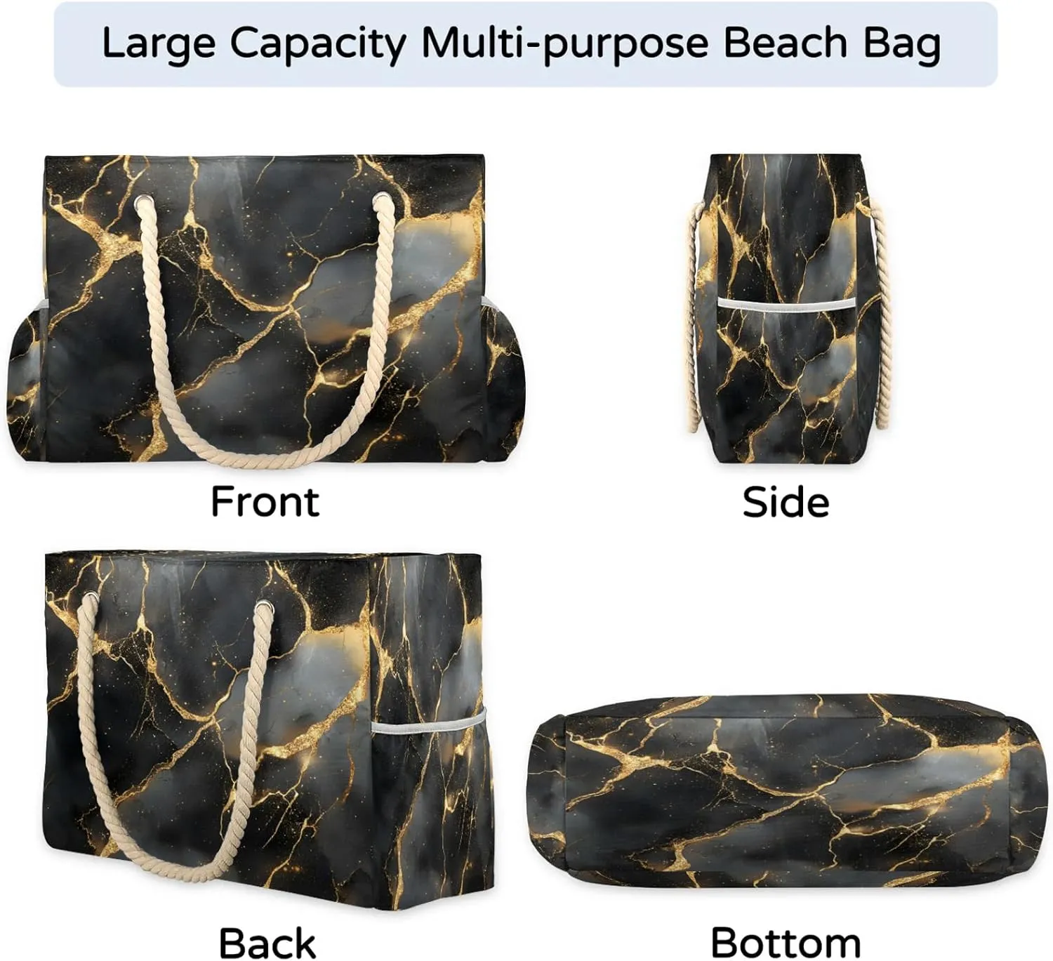Large Beach Bags for Women with Zipper Beach Tote Bag Waterproof Sandproof Gym Swim Pool Grocery Travel Bag