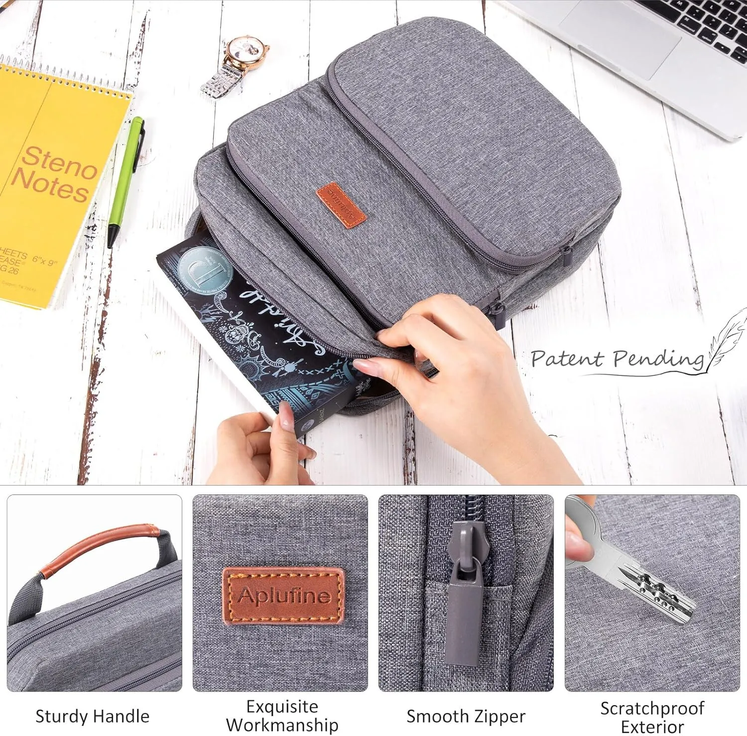 Large Book Sleeve with Zipper, Book Pouch(9.5 X 12.5), Book Protector Pouch, Book Sleeve for Book Lovers, Book Cover, Book Carrying Case for Book Accessories, Study Suppliers