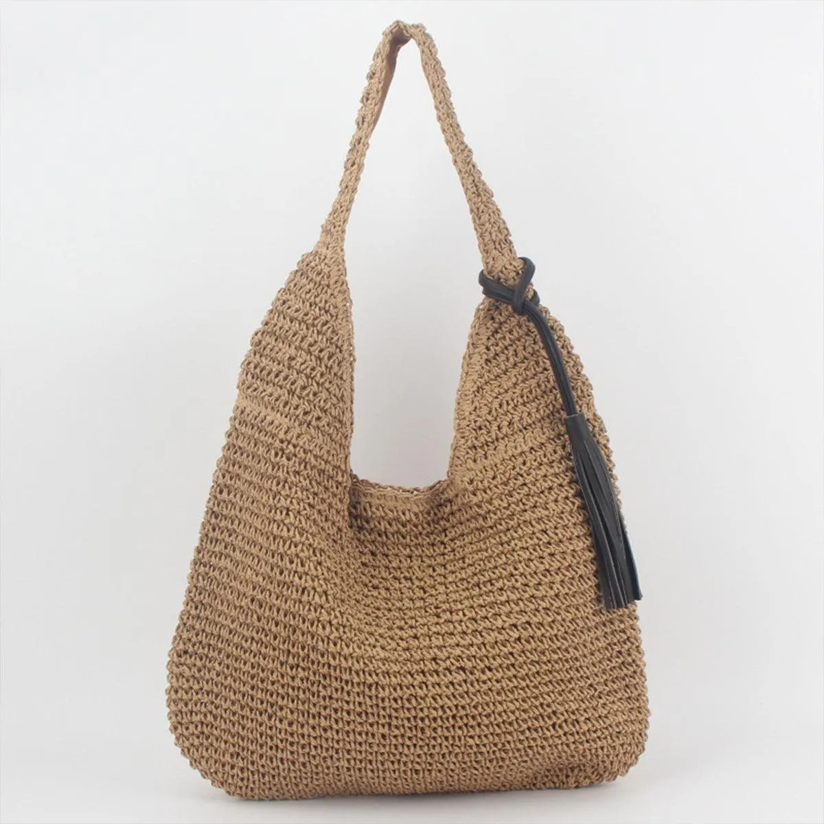 Large Capacity Fashion Woven Straw Shoulder Bag Simple Design for Everyday Use