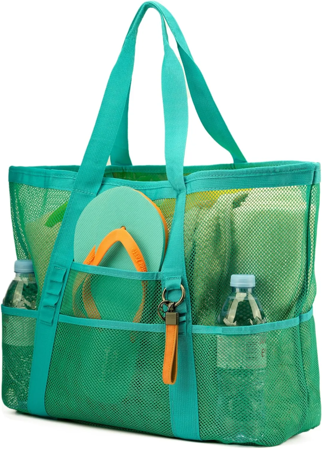 Large Mesh Beach Tote Bags for Sand Toys, Family Travel, Grocery, Reusable Shopping