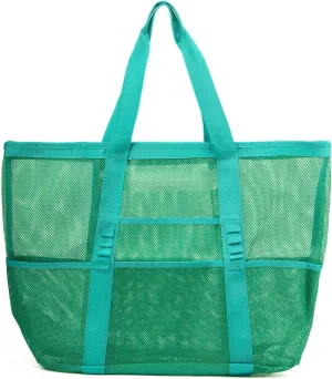 Large Mesh Beach Tote Bags for Sand Toys, Family Travel, Grocery, Reusable Shopping