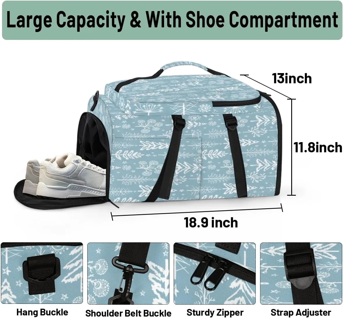 Large Sports Gym Bag With Shoe & Laptop Compartment 47L Waterproof Travel Duffel Bags for Men Women Abstract Forest Luggage Backpack Duffle Bag