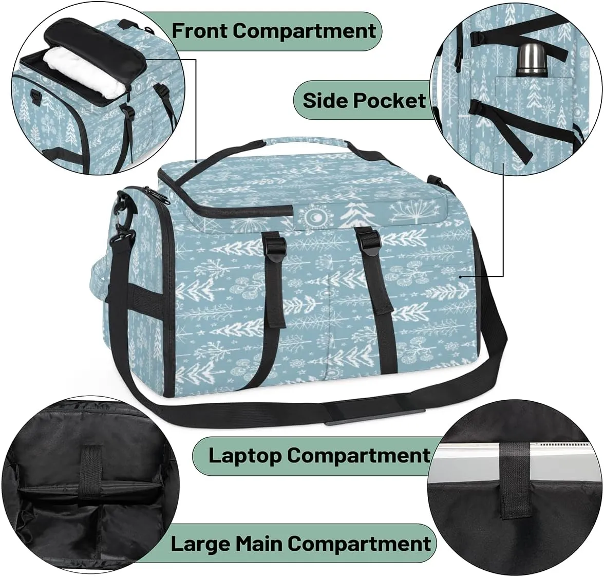 Large Sports Gym Bag With Shoe & Laptop Compartment 47L Waterproof Travel Duffel Bags for Men Women Abstract Forest Luggage Backpack Duffle Bag