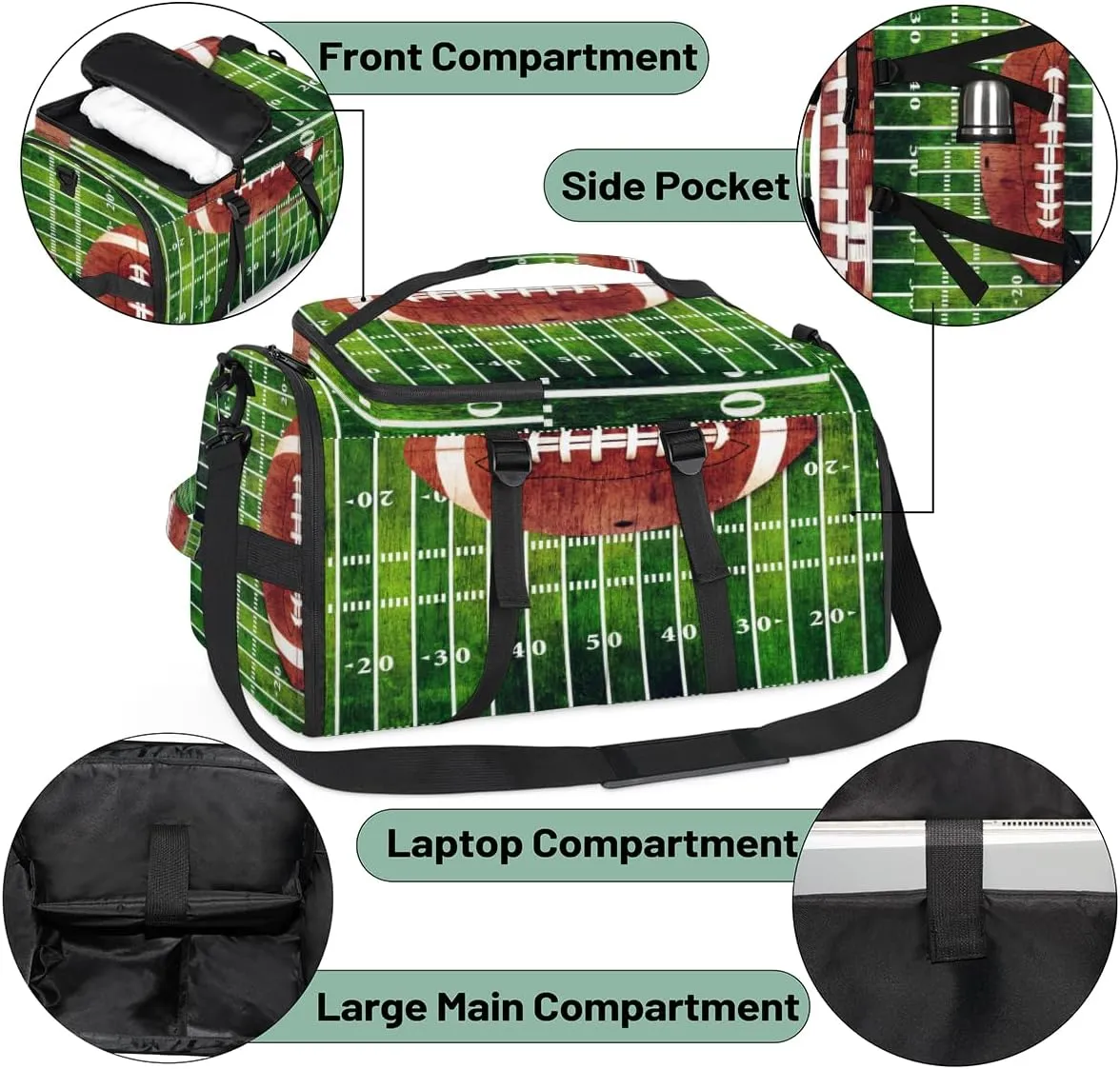 Large Sports Gym Bag With Shoe & Laptop Compartment 47L Waterproof Travel Duffel Bags for Men Women American Soccer Field Luggage Backpack Duffle Bag