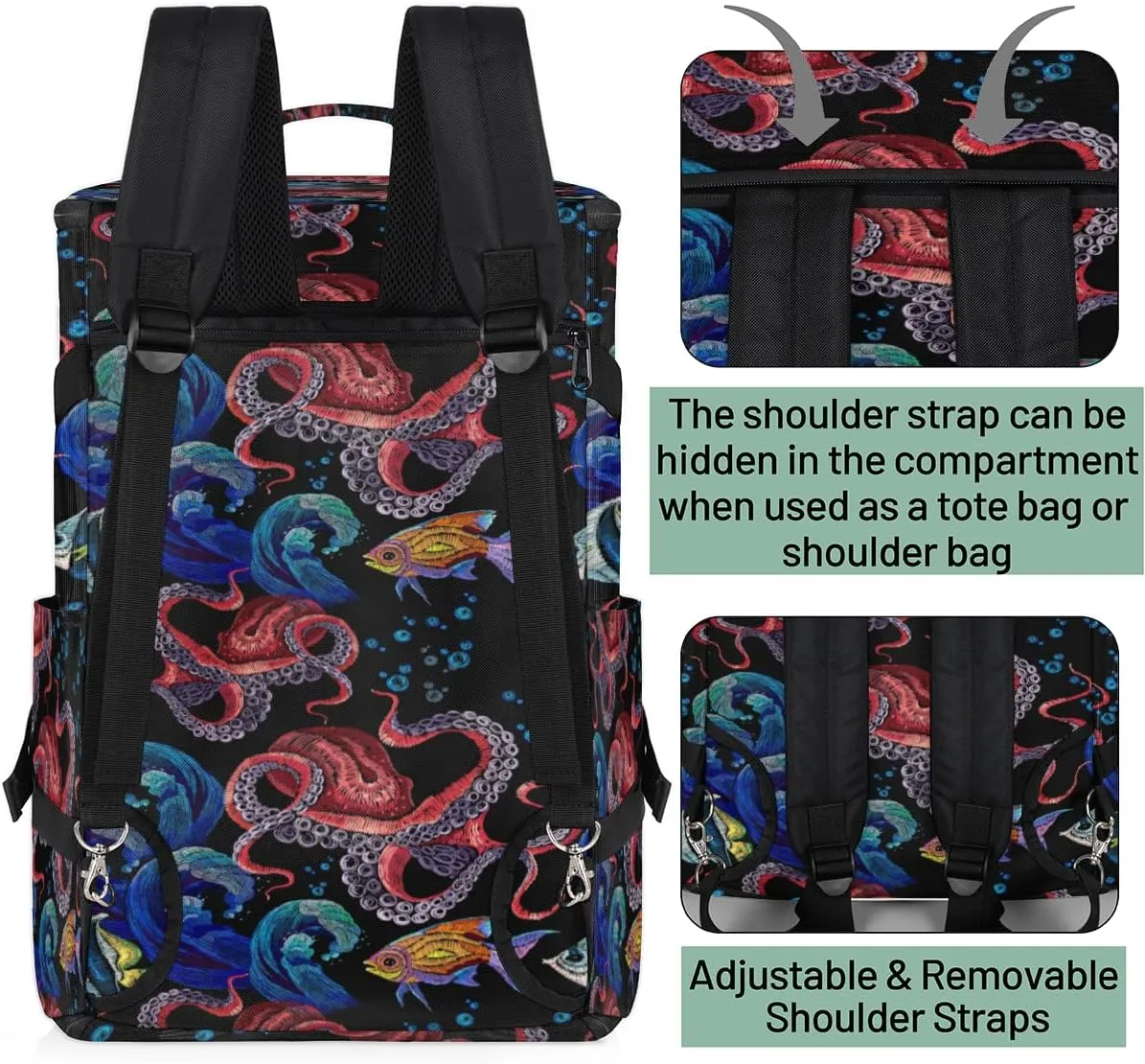 Large Sports Gym Bag With Shoe & Laptop Compartment 47L Waterproof Travel Duffel Bags for Men Women Animal Octopus Luggage Backpack Duffle Bag