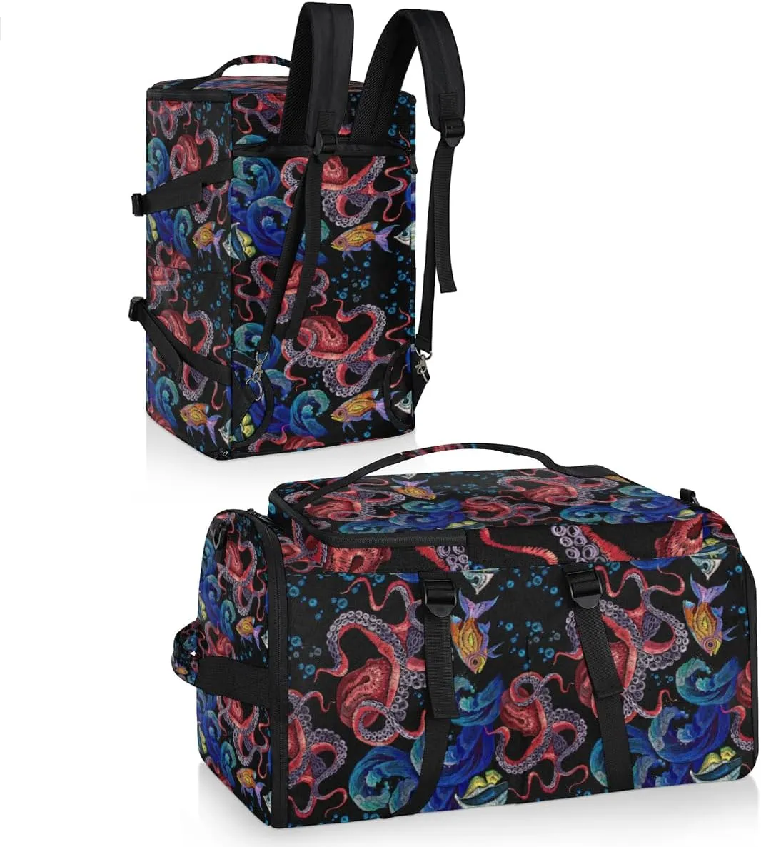 Large Sports Gym Bag With Shoe & Laptop Compartment 47L Waterproof Travel Duffel Bags for Men Women Animal Octopus Luggage Backpack Duffle Bag