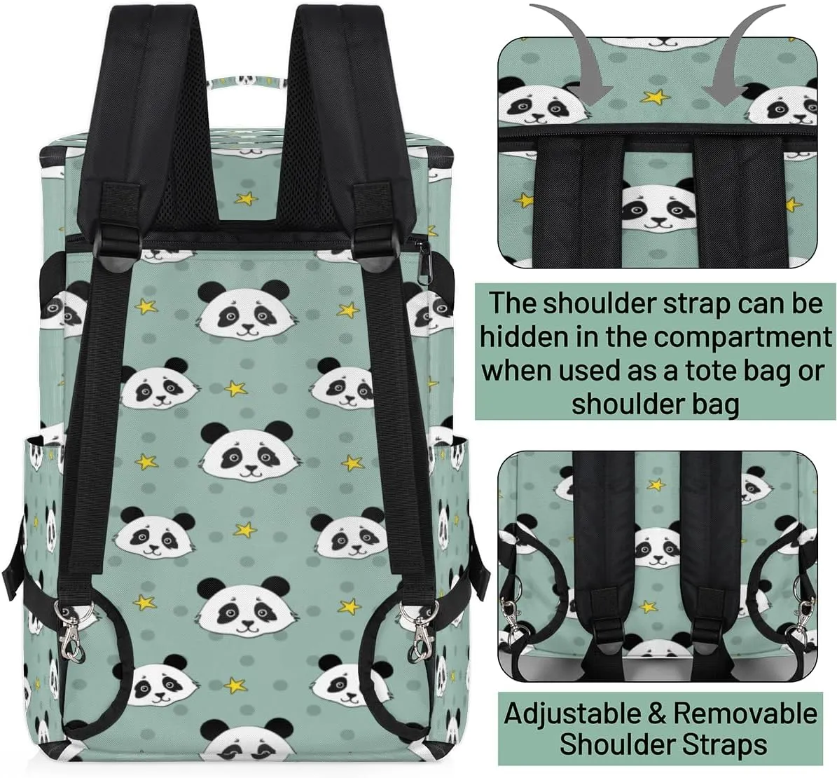 Large Sports Gym Bag With Shoe & Laptop Compartment 47L Waterproof Travel Duffel Bags for Men Women Animal Panda Luggage Backpack Duffle Bag