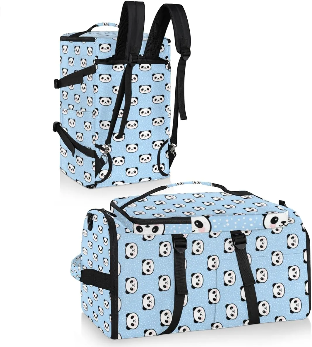 Large Sports Gym Bag With Shoe & Laptop Compartment 47L Waterproof Travel Duffel Bags for Men Women Animal Panda Theme Luggage Backpack Duffle Bag