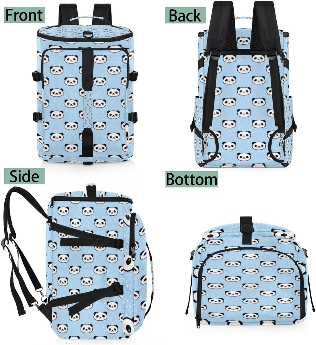 Large Sports Gym Bag With Shoe & Laptop Compartment 47L Waterproof Travel Duffel Bags for Men Women Animal Panda Theme Luggage Backpack Duffle Bag