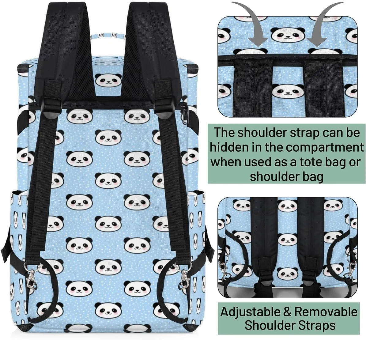 Large Sports Gym Bag With Shoe & Laptop Compartment 47L Waterproof Travel Duffel Bags for Men Women Animal Panda Theme Luggage Backpack Duffle Bag