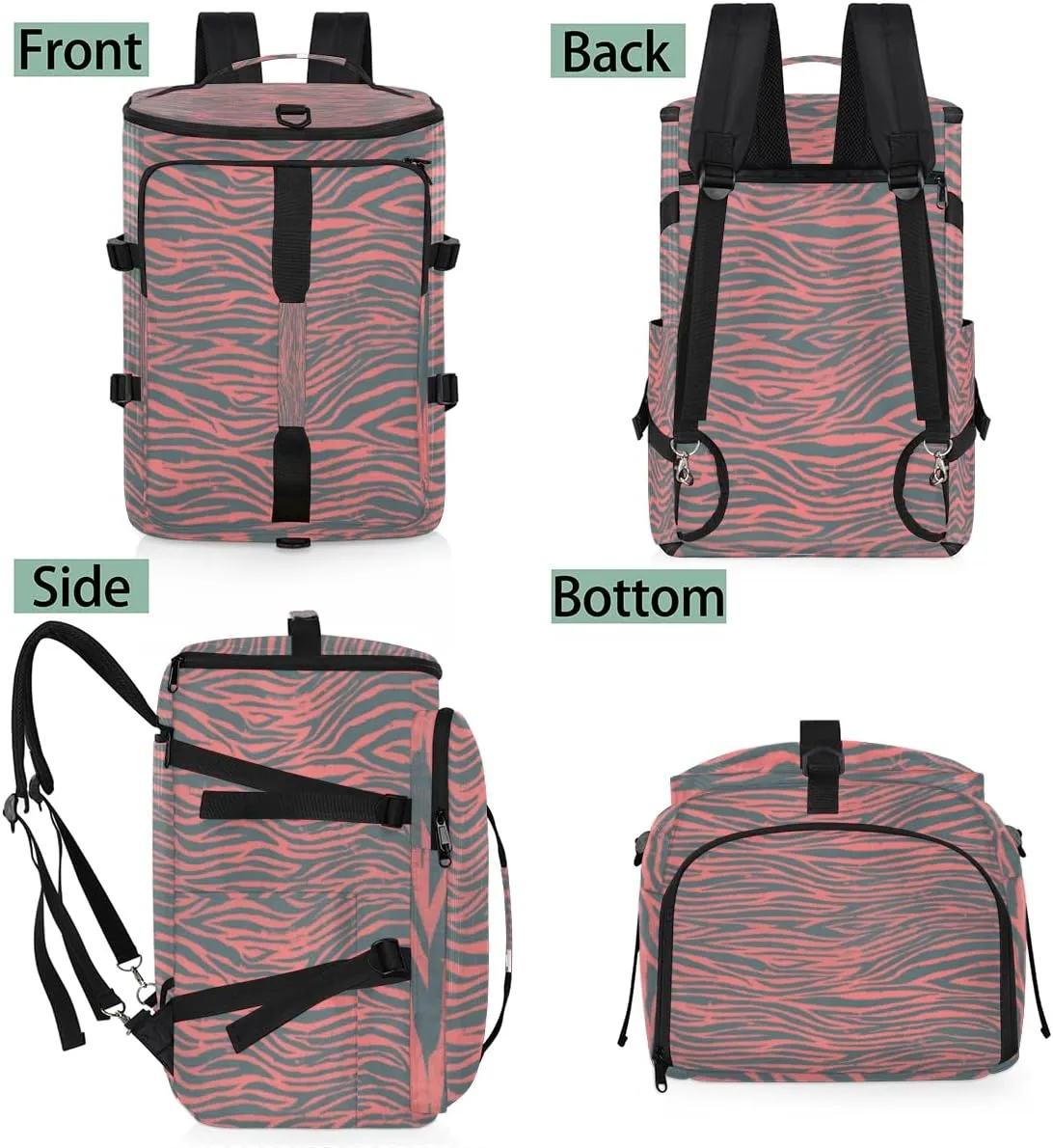 Large Sports Gym Bag With Shoe & Laptop Compartment 47L Waterproof Travel Duffel Bags for Men Women Animal Zebra Luggage Backpack Duffle Bag
