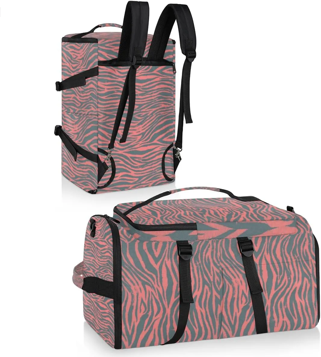Large Sports Gym Bag With Shoe & Laptop Compartment 47L Waterproof Travel Duffel Bags for Men Women Animal Zebra Luggage Backpack Duffle Bag