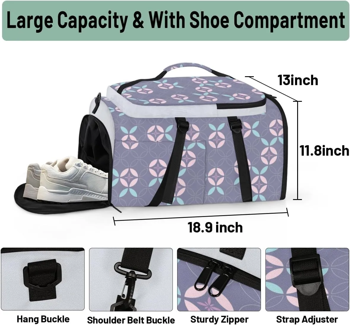Large Sports Gym Bag With Shoe & Laptop Compartment 47L Waterproof Travel Duffel Bags for Men Women Cartoon Morning Glory Luggage Backpack Duffle Bag